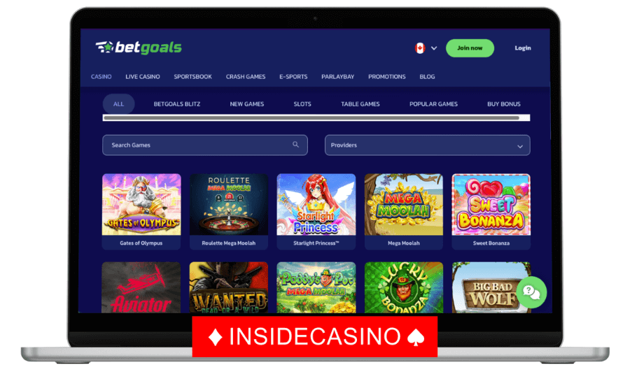 betgoals casino games lobby