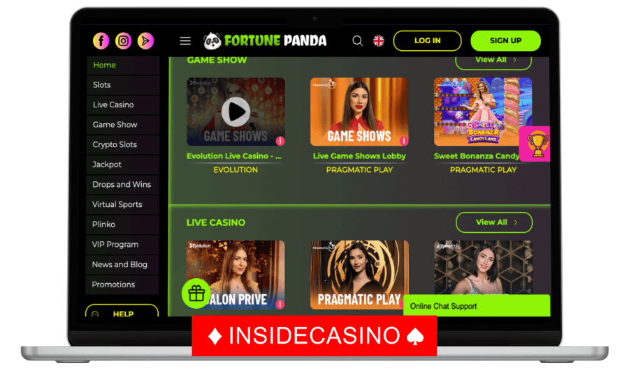 live casino games at fortune panda