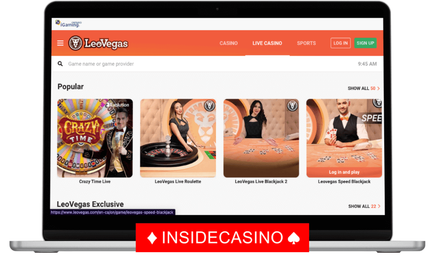 live casino games at leovegas ontario