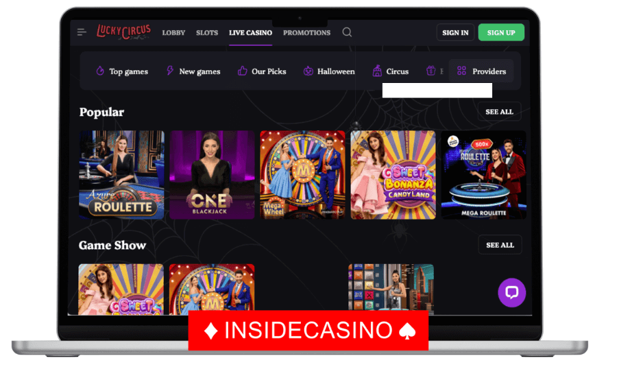 lucky circus live casino games